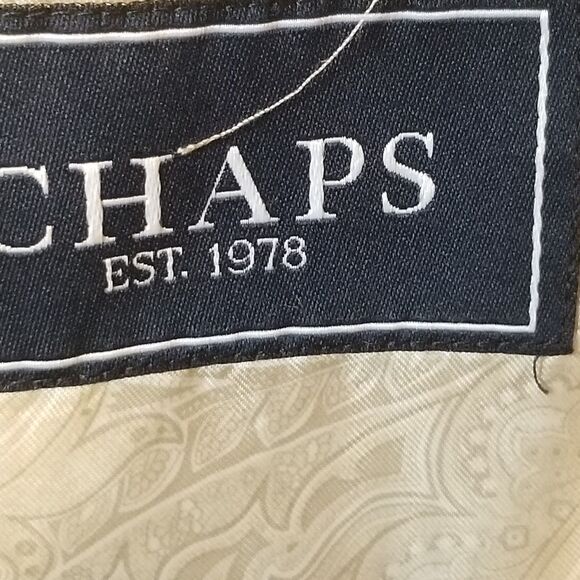 Chaps 44R Suit Set Tan Sport Coat Pants 36x34 2 Button Notch Lapel Classic FLAW - Picture 10 of 13